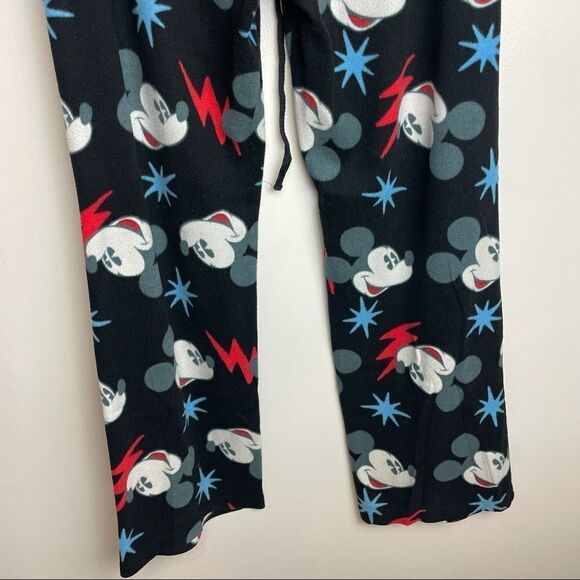 Disney Solid Black Mickey Mouse Graphic Pajama Pants Elastic Waist Band size L - Picture 3 of 10